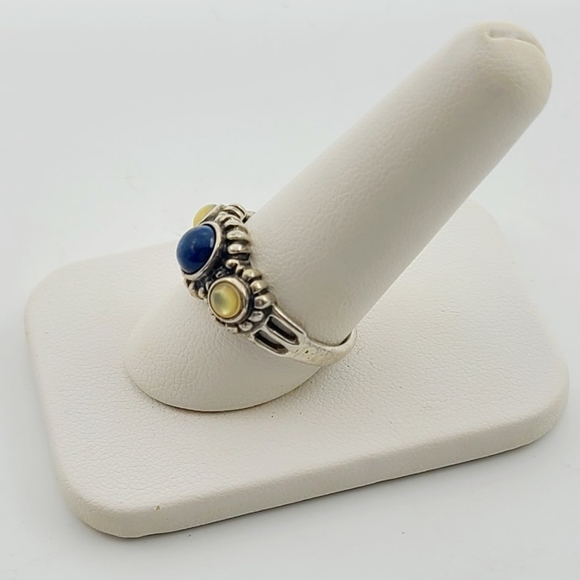 Vintage Sterling Silver Lapis Moonstone Ring, Size 9 - Picture 6 of 9